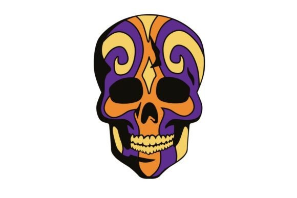 Orange Purple Spiral Skull Embroidery Review