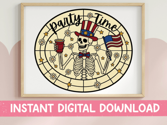 Party Time Skeleton Retro SVG PNG Review